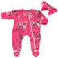 Aori Lifelike Reborn Baby Dolls Clothes 20 Inch Pink Floral Jumpsuits Set For 17-20 Inch Newborn Girl Doll