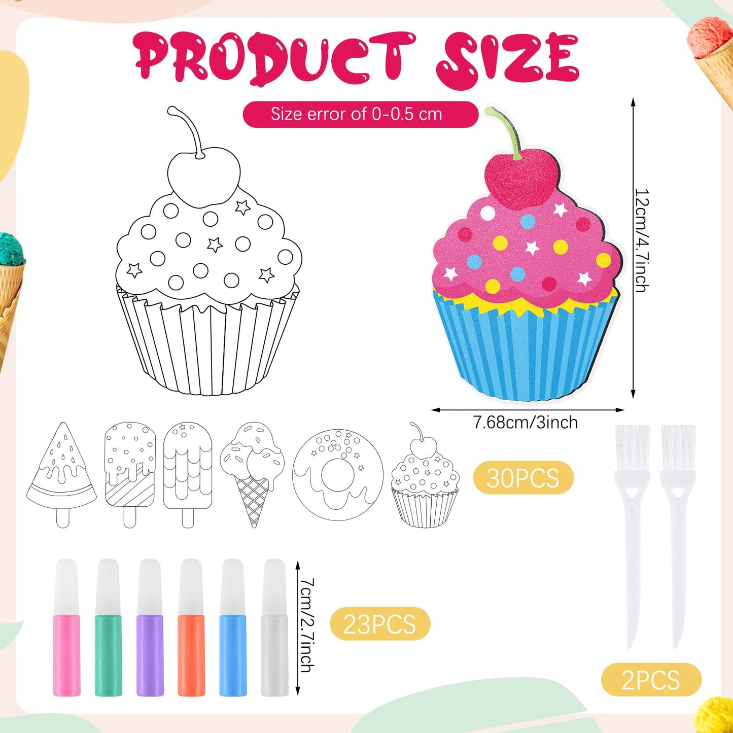 VercanMonth 30 Sets Sand Art Kit Crafts for Kids 30 Sand Art Pictures with 23 Colored Sands DIY Sweet Treat Craft Paintings with