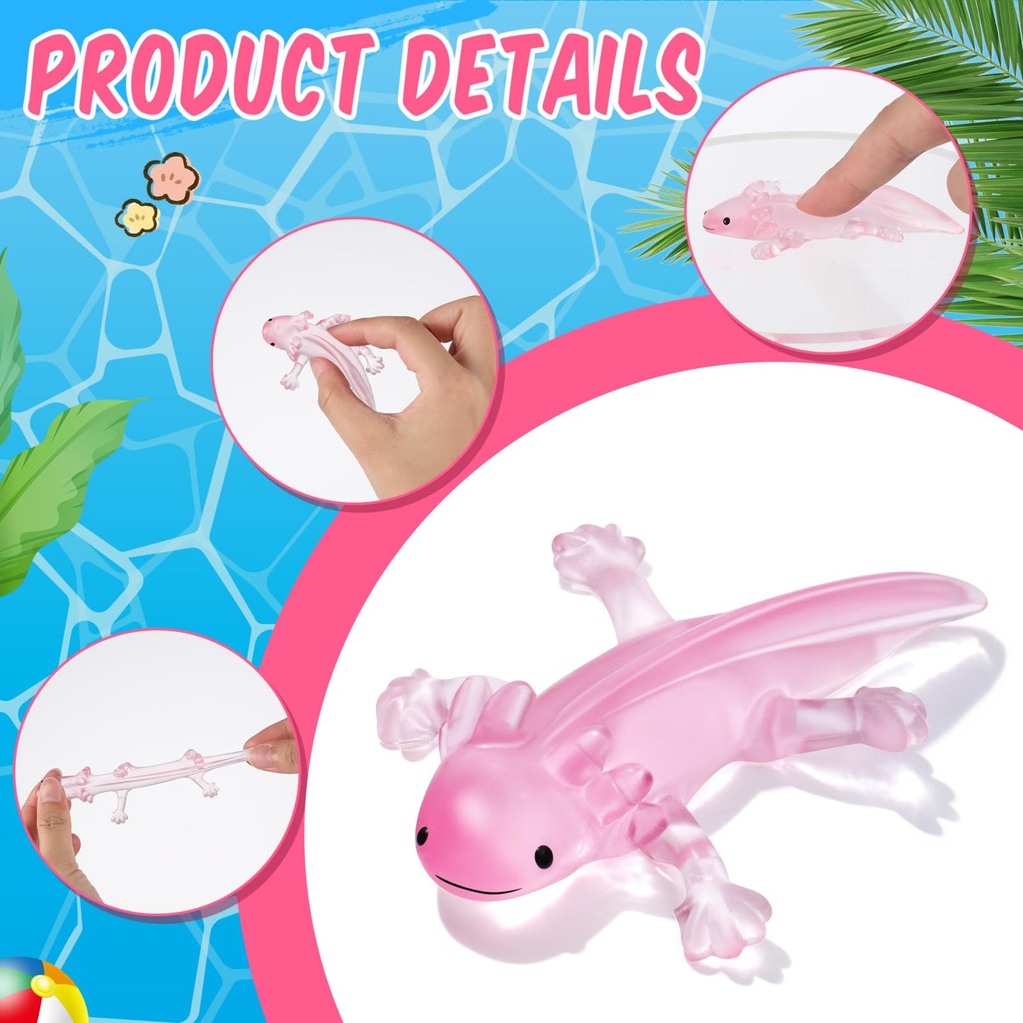 Lewtemi 30 Pcs Valentines Axolotl Pink Adorable Axolotl Gifts Amphibiously Axolotl Birthday Party Decorations Tiny Animal Figurine For Valentine'S Day Exchange Gift Prizes Cake Topper Party Favors