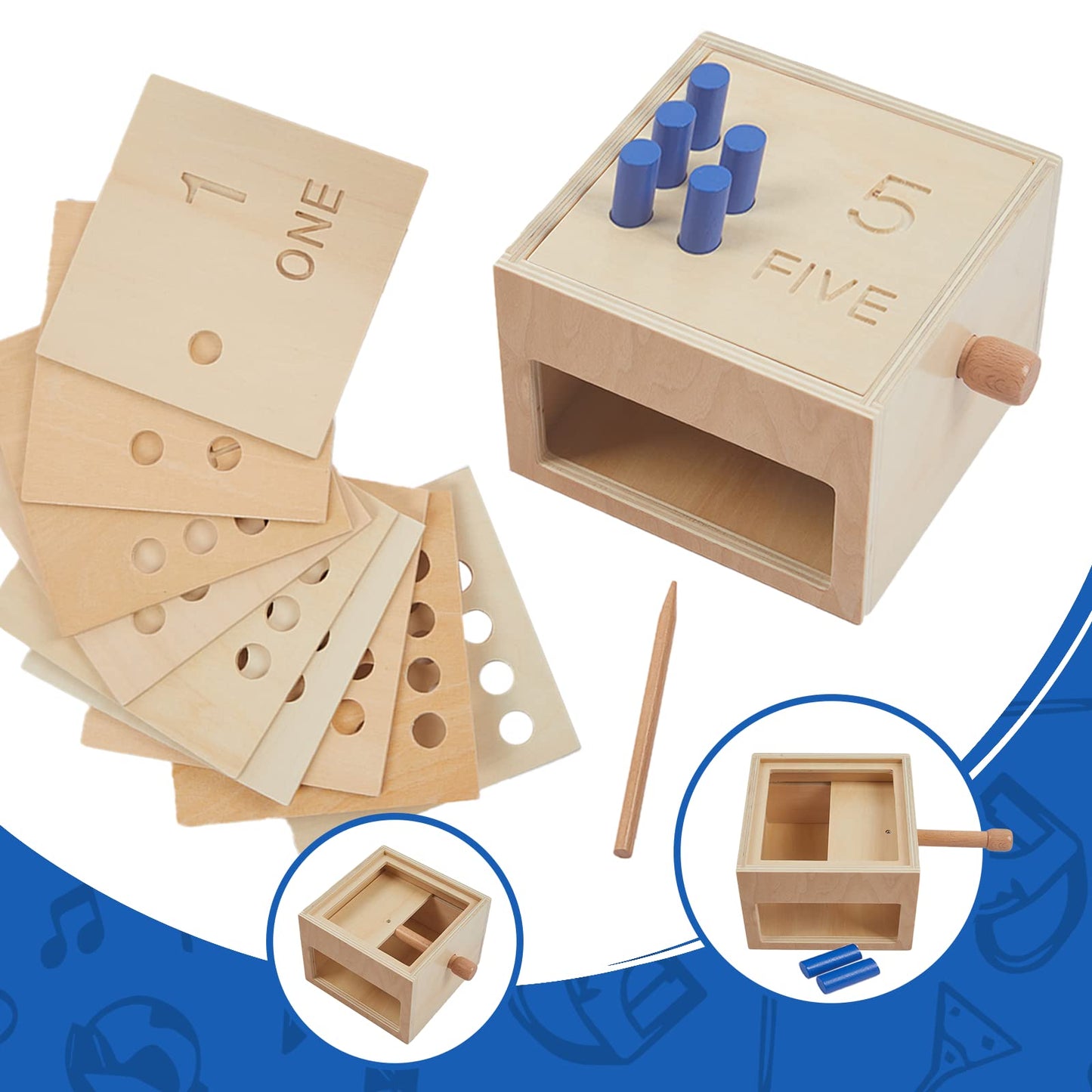 Montessori Toddler Counting Peg Board Box With Number- Wooden Counting Box Toys For Toddlers 1-3,Montessori Math Manipulatives Materials And Numbers,Montessori Toys For 3 Year Old,Peg Board For Kids