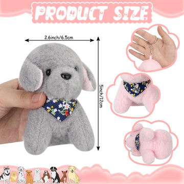 Wettarn 12 Pcs Cat Dog Plush Keychain Bulk Small Stuffed Animal Puppy Kitty Kawaii Cute Kitty Puppy Plush Keychain For Backpack