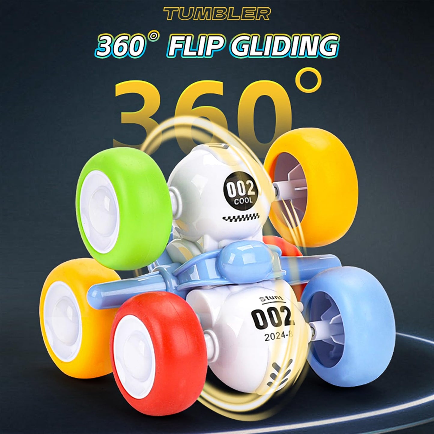 Cddzsw Pull Back Truck For Toddler Boys For Ages 3-5,6 Rounds Inertia 360 Rotating Stunt Car Toys 3 4 5 6 Year Old Kids,Push And