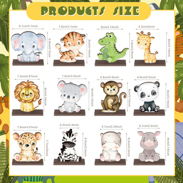 Yaomiao 12 Pcs Safari Baby Shower Centerpieces Safari Jungle Animals Wooden Table Centerpiece Safari Baby Shower Decorations Wild Animals Birthday Decorations For Boys Kids Baby Shower Nursery Party (Jungle Animals)