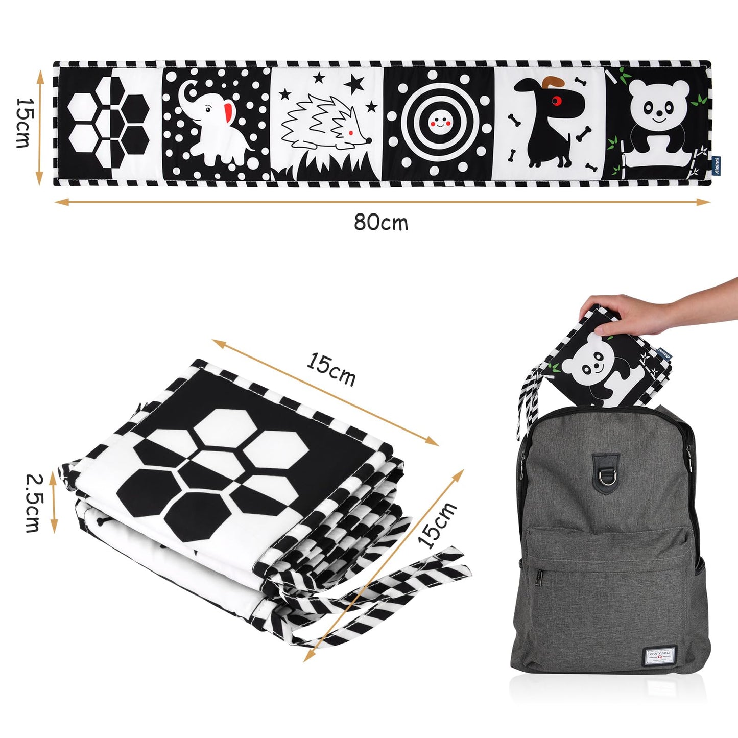 Vicloon Black And White Books High Contrast Baby Toys, 0-6 6-12 Months Soft Baby Book,Infant Tummy Time Toys,Baby Cloth Activity Crinkle Folding Educational Activity Cloth Book Suitable For Boys Girls