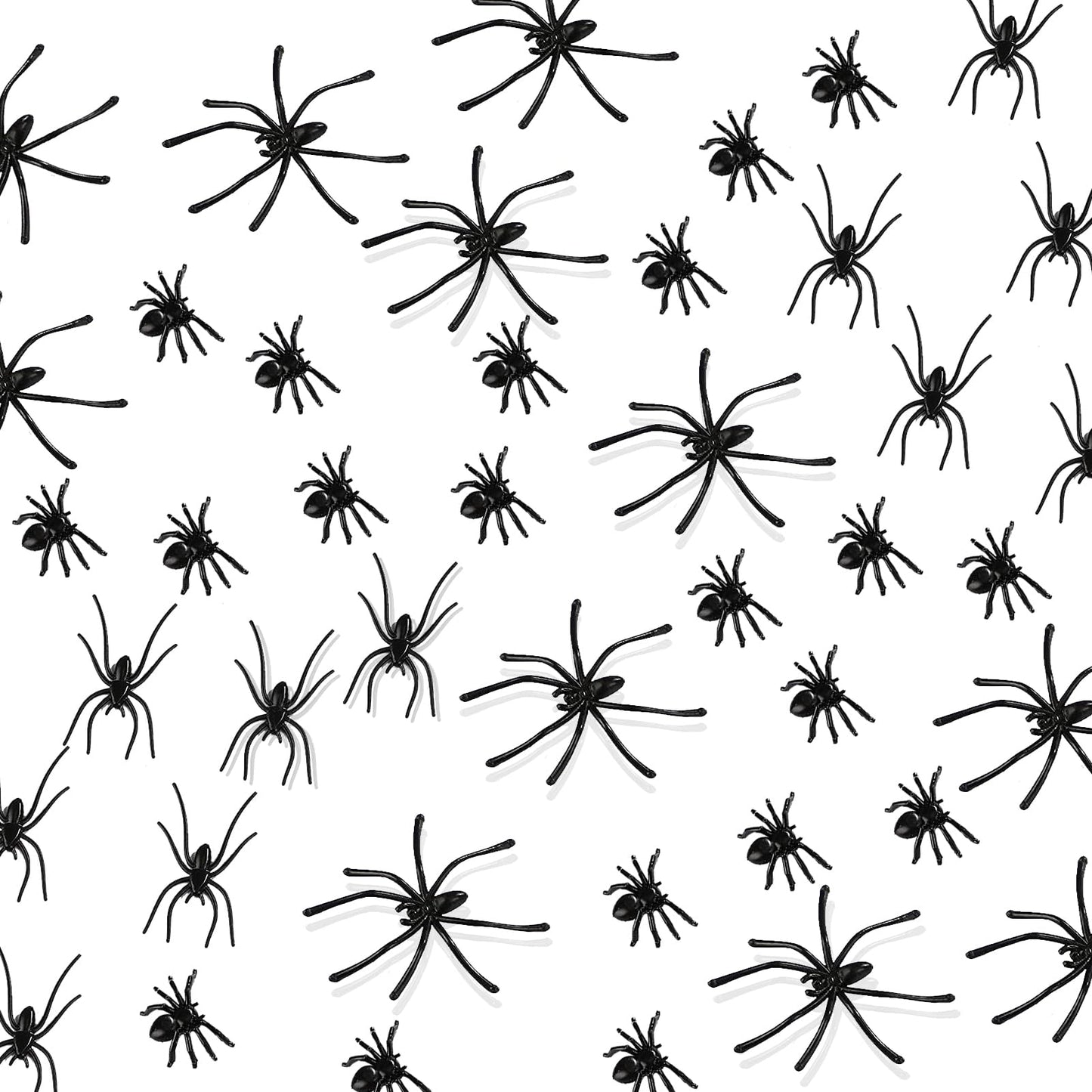Kijamilee 120Pcs Plastic Realistic Spiders Halloween Decorations, 3 Sizes Small Spider Toys, Black Spider For Halloween Party De