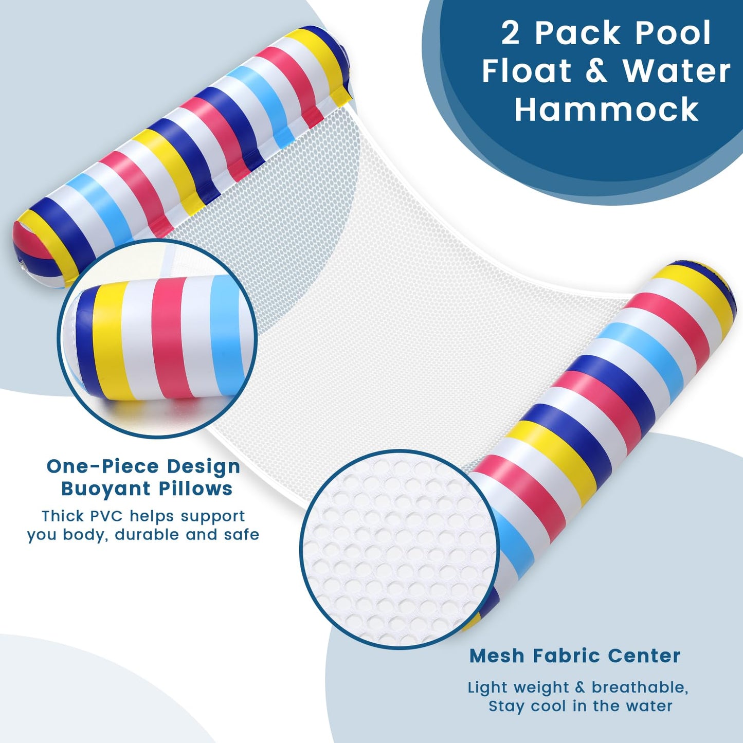 Pool Floats - 2 Pack Inflatable Pool Floats Rafts  mature-themed Size  4-in-1 Floats for Swimming Pool  Thick PVC Pool Float Lounger Water Hck