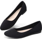 Obtaom Womens Textile Flat Shoes Round Toe Slip On Shoes Fabric Dress Black Ballet Flats(Black,Us07)