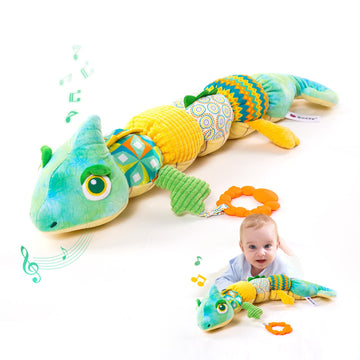 Baby Toys 0-6 Months, Baby Musical Toys, Infant Toys Stuffed Animal Toys With Rattles, Crinkle, Bell, Baby Teething Toys For Tummy Time Newborn Sensory Boys Girls 0 3 6 12 Months (Green Chameleon)