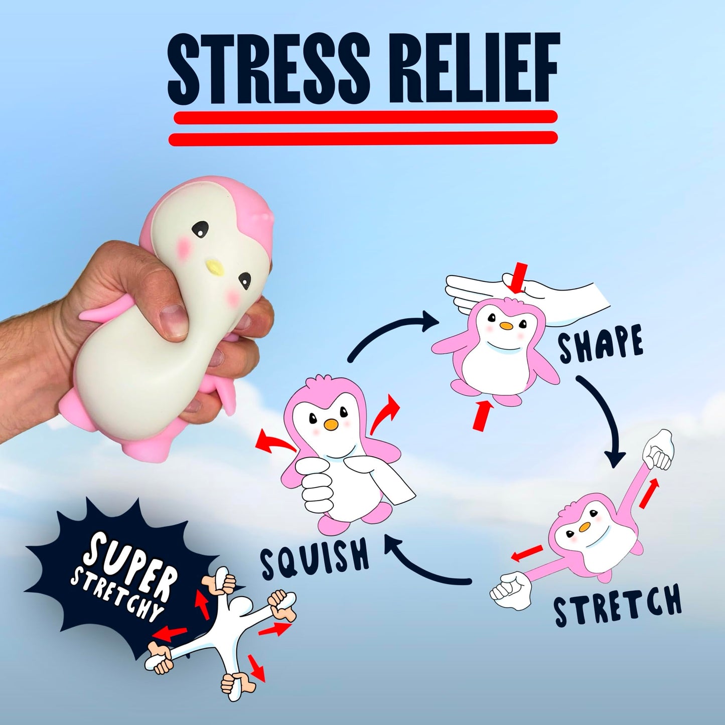 Monkeworld Pudgy Penguin Peaches In Pink Squishies Fidget Toy Penguin Plush Squishy Toys For Kids