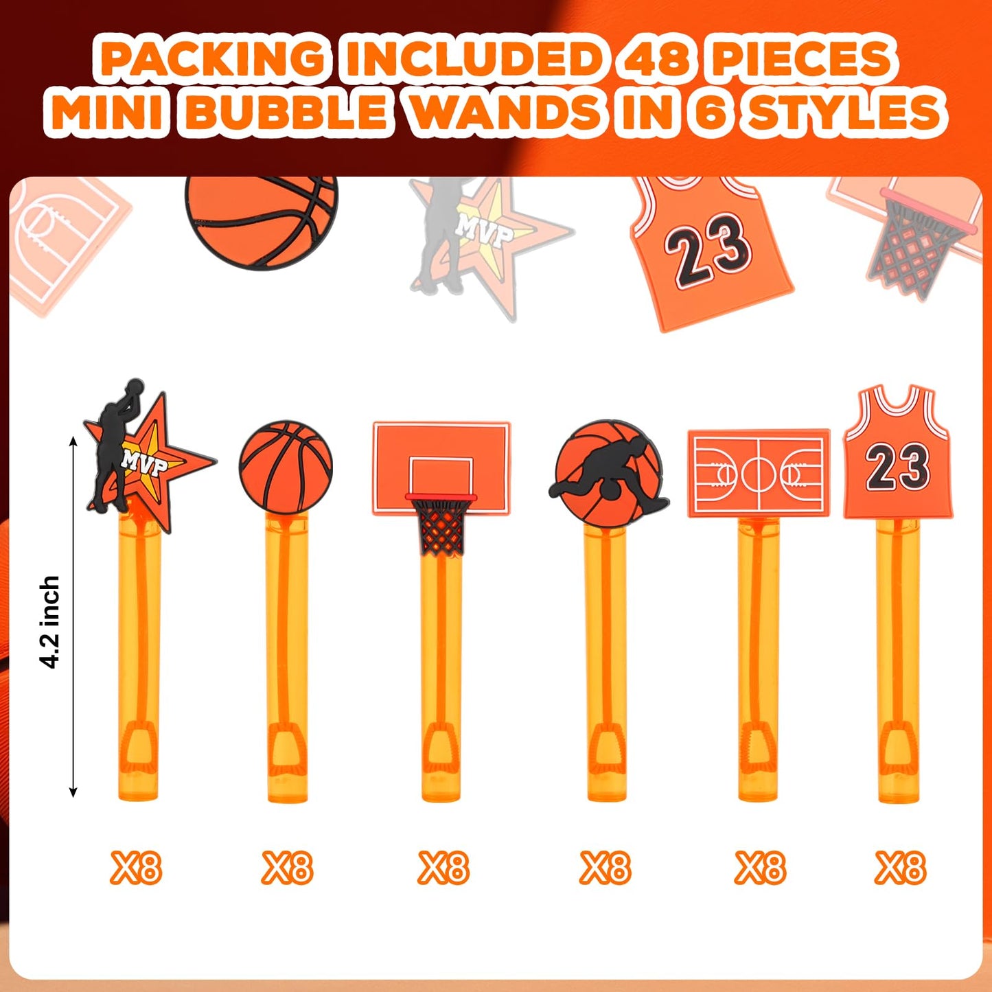 48 Pieces Basketball Party Favors Basketball Bubble Wands Bubble Wands For Kids Birthday Treats Goodie Bag Stuffers Classroom Pr