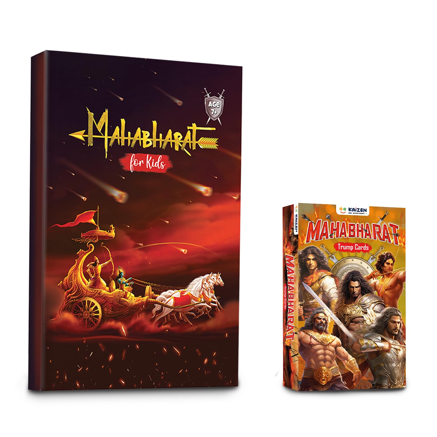 Kaizen Microlessons Mahabharat Combo Pack For Kids - Illustrated Storybook + Educational Trump Cards - Fun Language_Skills Learn