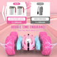 NUOKE Remote Control Car, Pink RC Cars for Girls, Rechargeable RC Truck, 2.4Ghz Double Sided 360 Rotating Stunt Car Toy with Hea