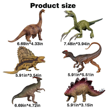 Pau1Hami1Ton Dinosaur Toys For Kids 3-5,6 Pack Realistic Toddler Dinosaur Toy Set,Educational Dinosaurs For Kids 3-5,Perfect Din