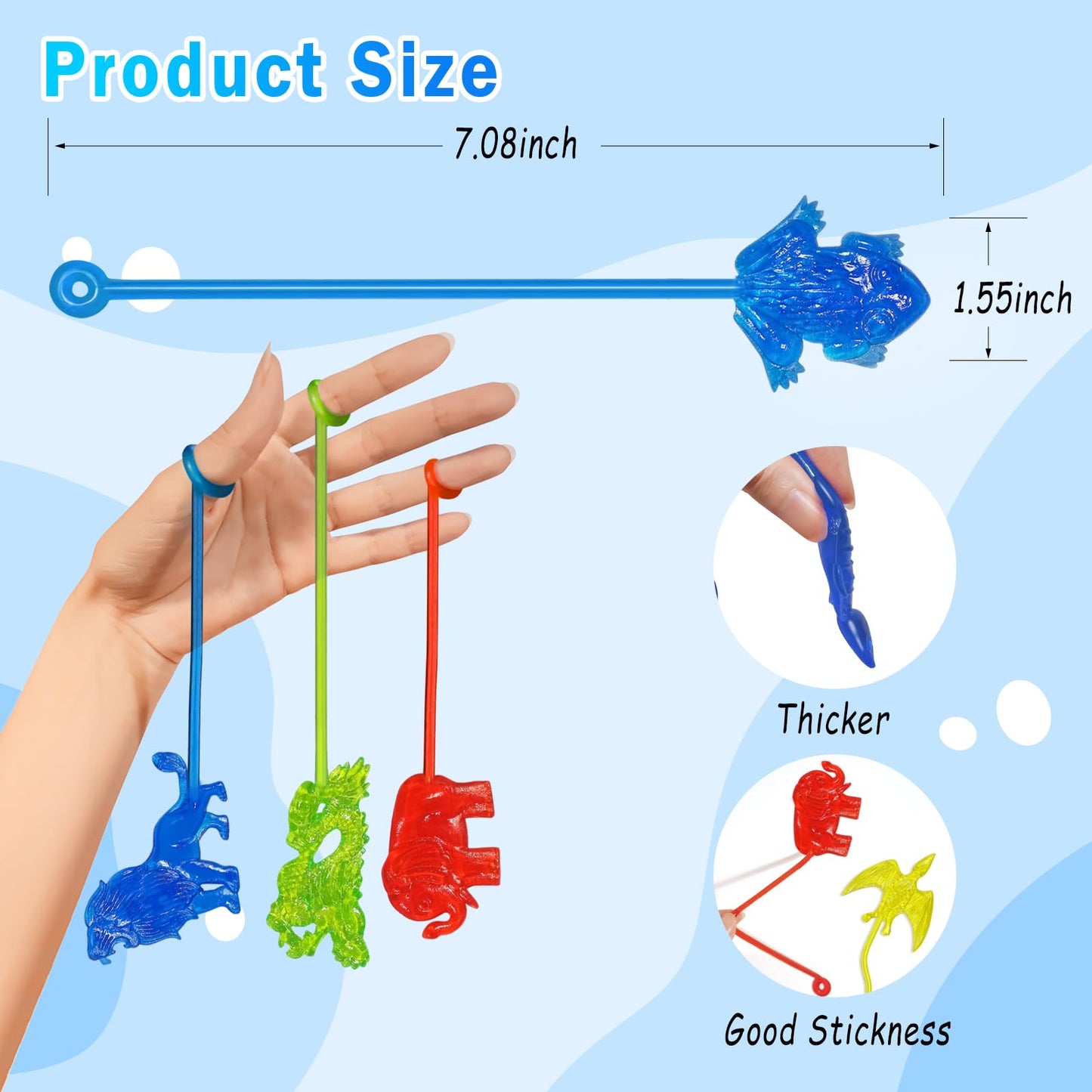 36Pcs Sticky Hands Bulk Animal Dinosaur Party Favors For Kids Stretchy Sticky Hand Fidget Toys Goodie Bag Stuffers Treasure Box Toys For Classroom Prizes Birthday Party Supplies Easter Basket Stuffers