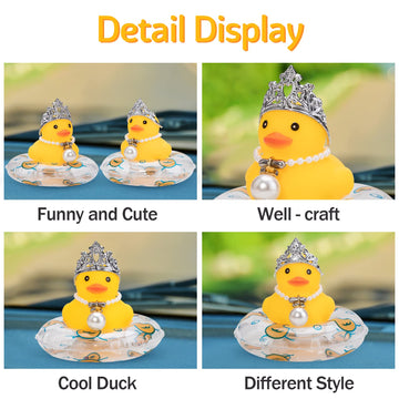 Wonuu Car Duck Rubber Duck Car Ornaments Duck Car Dashboard Decorations With Mini Crown And Necklace, C-Female Crown