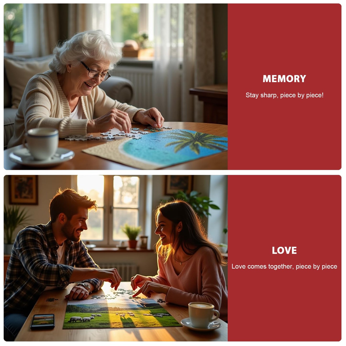 Jigsaw Puzzles 1000 Pieces for mature-themeds- 2-Pack Ocean Animal & Whale Puzzle Set