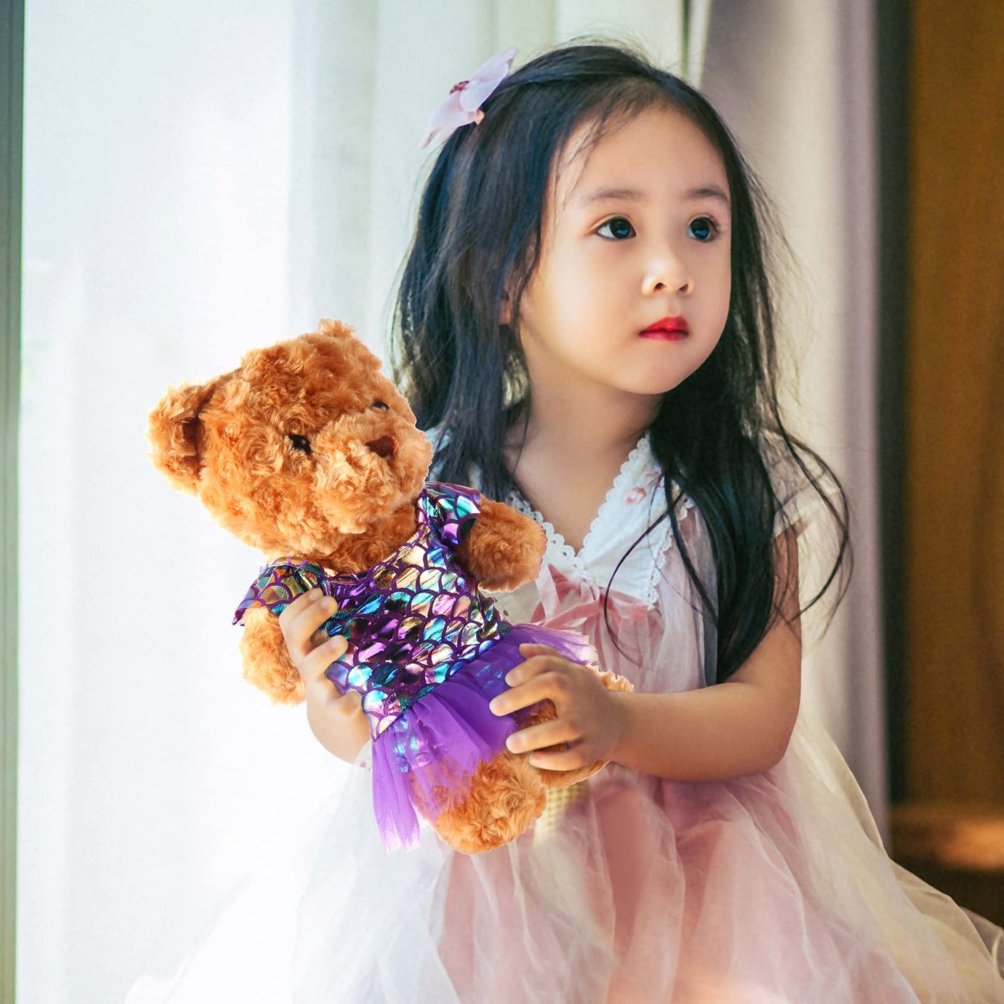 Set Of 2 Summer Teddy Bear Clothes Cap & Gow Outfit Fits Make Your Own Most 14' - 18' Bear Plush Stuffed Animal Outfit Pet Dog Doll Cap And Gown Build A Bear Clothe(Mermaid Style, Fit 14'-18')