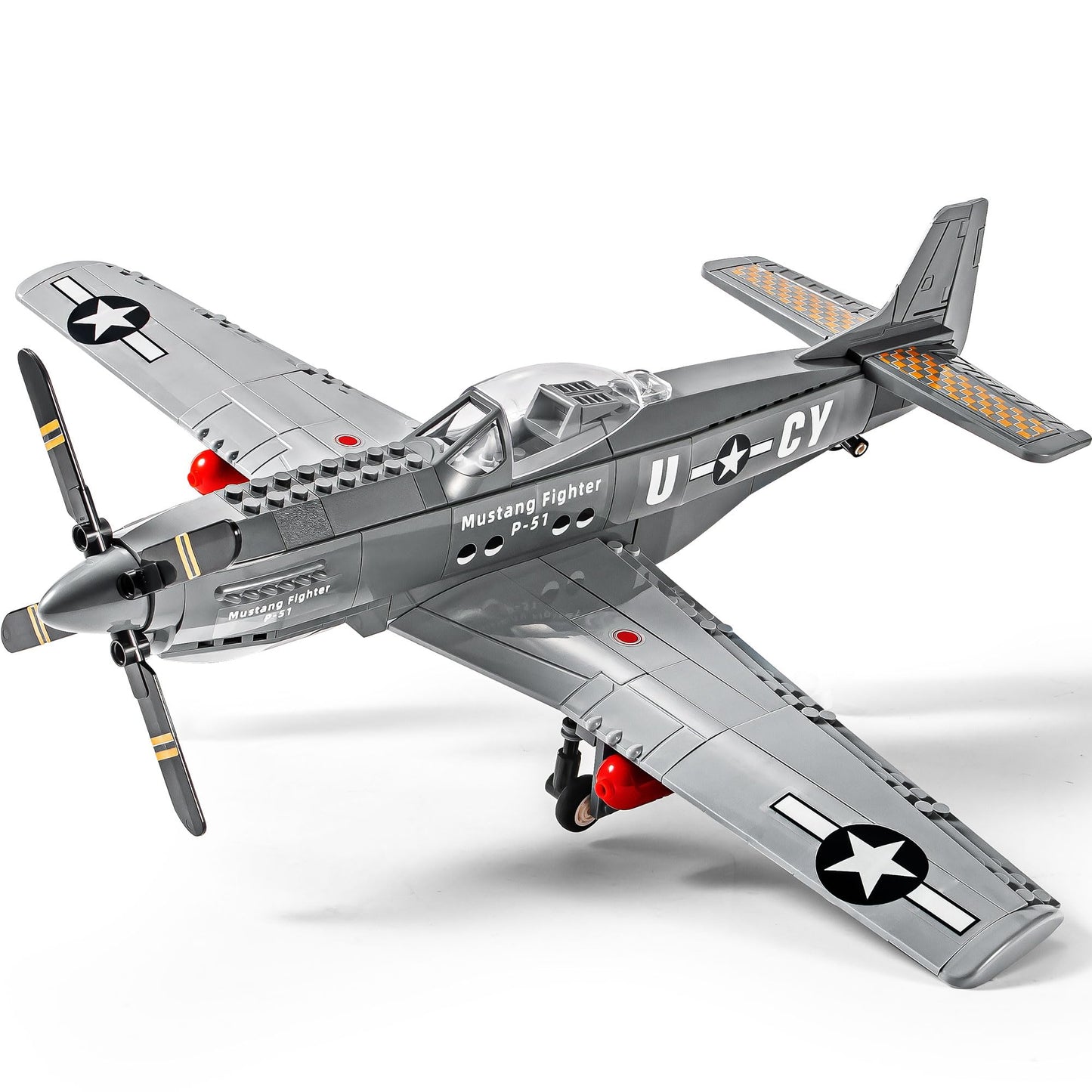 SEMKY Military Fighter Jet P-51 Fighter Mustang Air Force Building Block Set (258Pieces) -Building and Military Toys Gifts for Kid and mature-themed