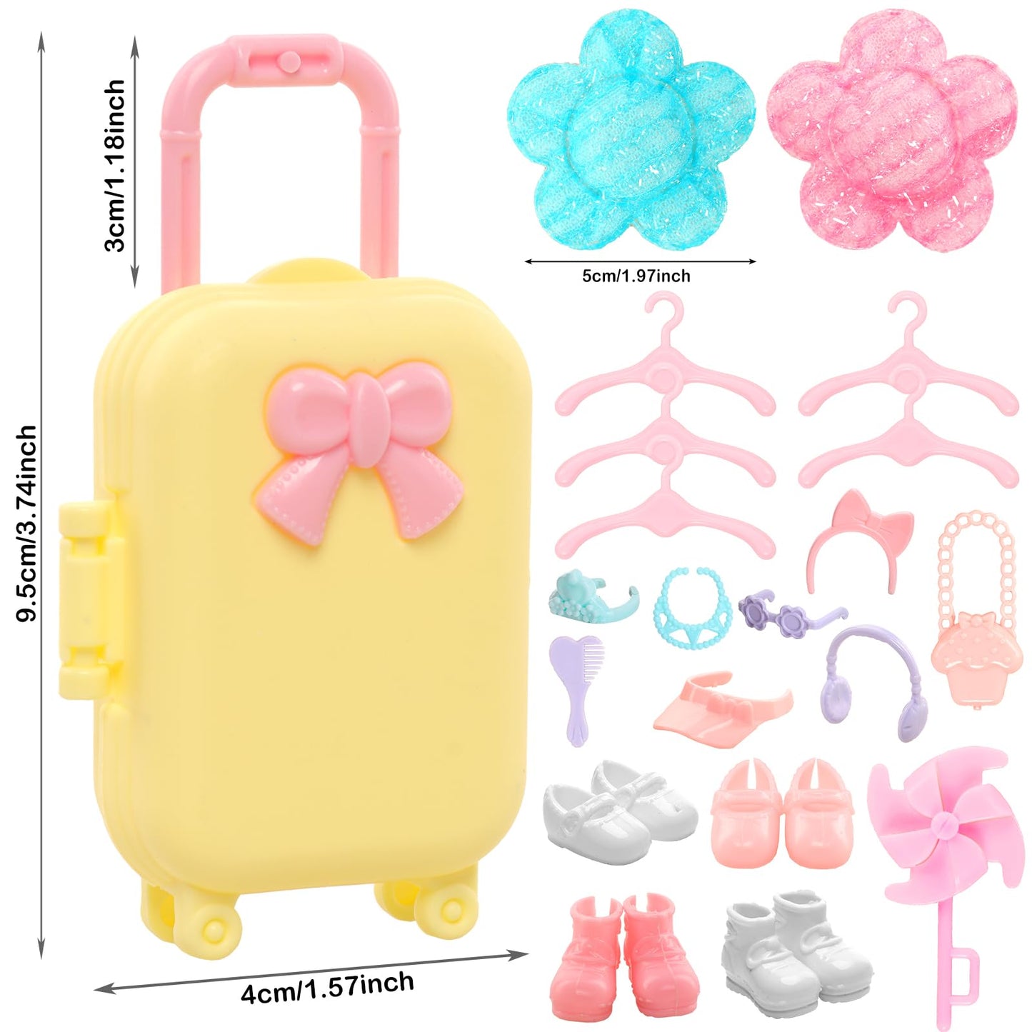 Miunana 5.3 Inch Girl Doll Dress 36 Pcs Clothes And Suitcase And Hats For 4-6 Inch Girl Doll Top And Pants Fashion Outfits Doll Shoes Dollhoues Furniture Kit