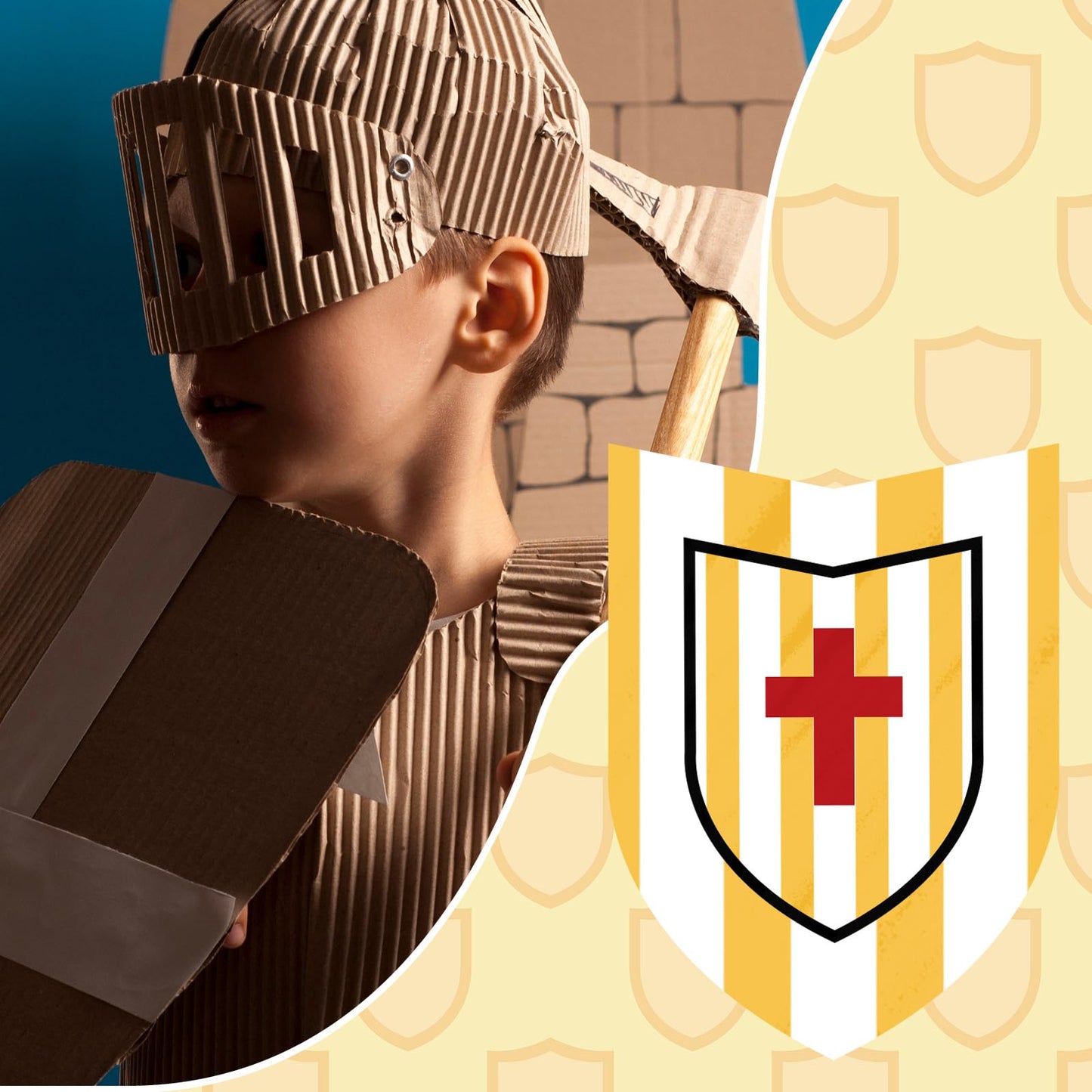 ReliThick 36 Pcs Paper Shields for Kids DIY Shields Craft to Decorate Cardboard Shield Shapes Cutouts with Handles for Markers C