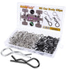 HobbyPark 150 Pieces Universal Bent RC Body Clips Car Clips Silver & Black R Clips for All 1/10 1/12 Scale Redcat HPI Tamiya HSP