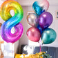 Paticool Rainbow Number 8 Balloon, 40 Inch Large Number Foil Mylar Balloons For 8Th Girl Boy Birthday Party Celebration Decorati