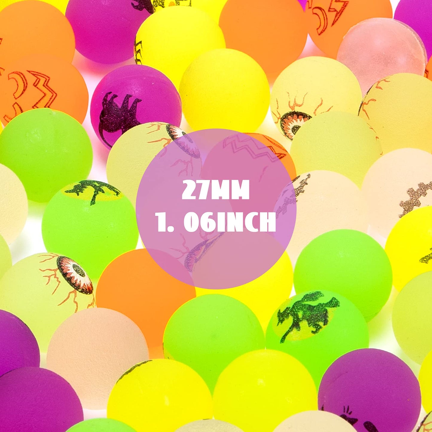 Pllieay 100 PCS Halloween Bouncy Balls for Kids, Glow in The Dark Bouncing Balls, Halloween Party Favor Supplies, School Classro