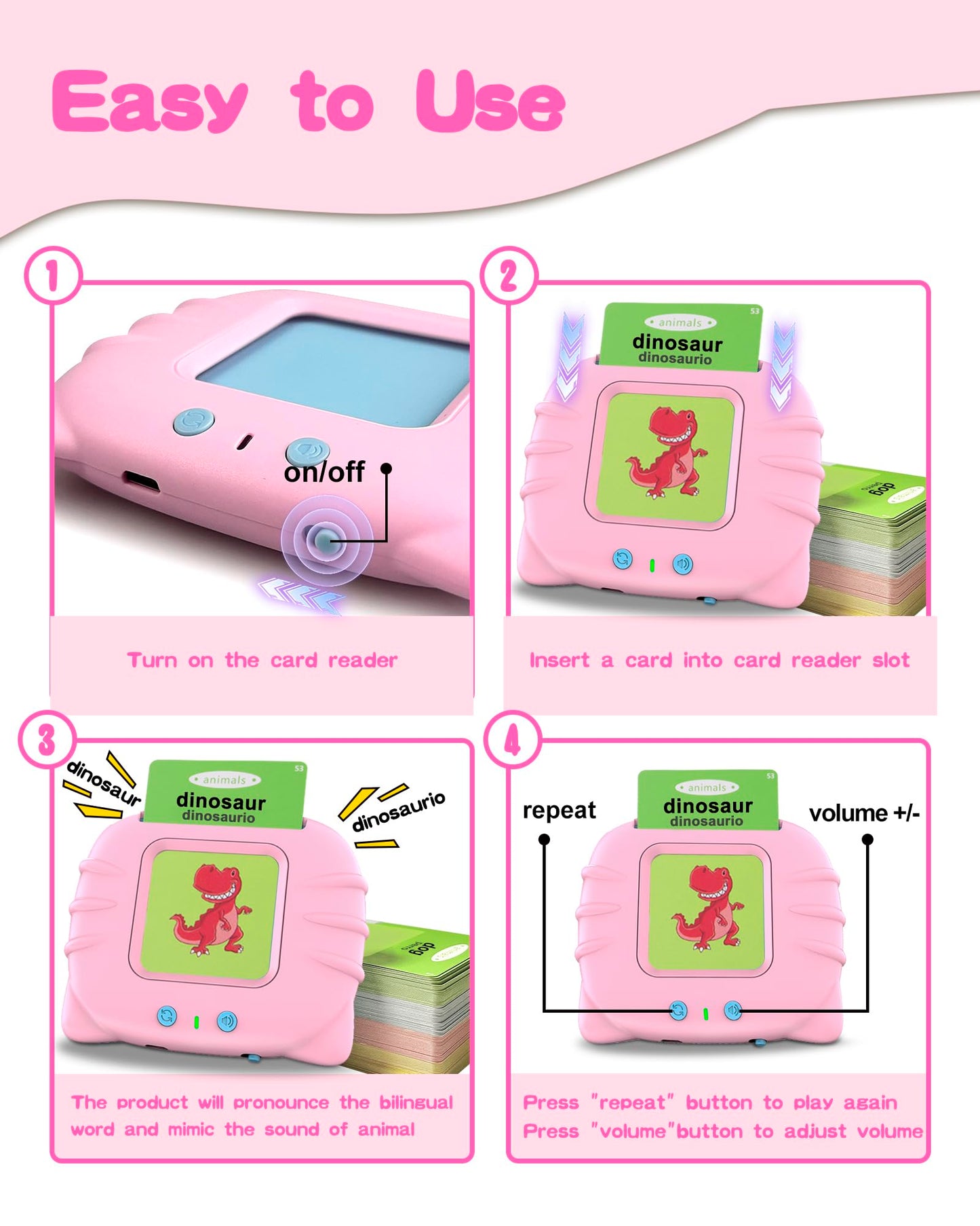 385 Words Spanish & English Talking Flash Cards For Toddlers 2-4 Years Old, Autism Toys, Speech Therapy Toys, Educational Learni