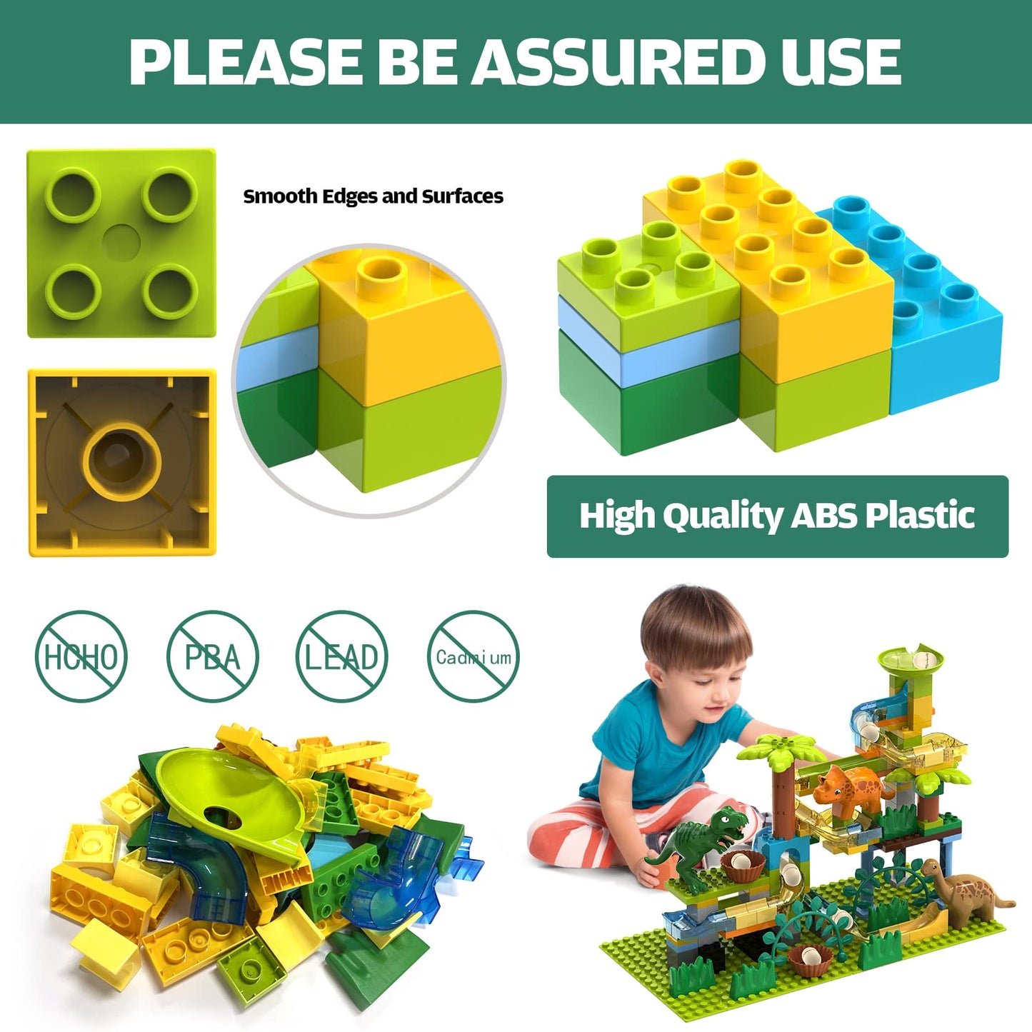 Jixin Dinosaur Marble Runs For Kids 4-8/Building Blocks Compatible With Duplo Lego Sets/Toddler Marble Run For Kids Ages 3-5/125