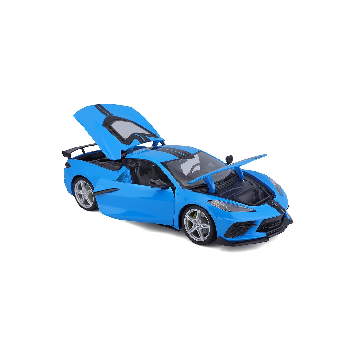 Maisto 1:18 Scale Model - 2020 Chev Corvette Stingray Z51, High-Wing, Blue, Plastic, Model 31455-00000063