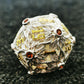 MJDICEOK Hollow Magic Vine Leaf DND Dice Set Metal Dice Set 7 Role Playing Dice D&D Dungeons and Dragons Dice (White + Red Gem)