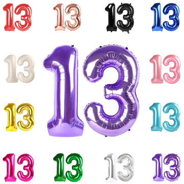 13 Balloon Number, Purple Number 13Th 31Th Birthday Balloons 40 Inch, 13 Or 31 Years Old Purple Birthday Decorations For Boys Gi