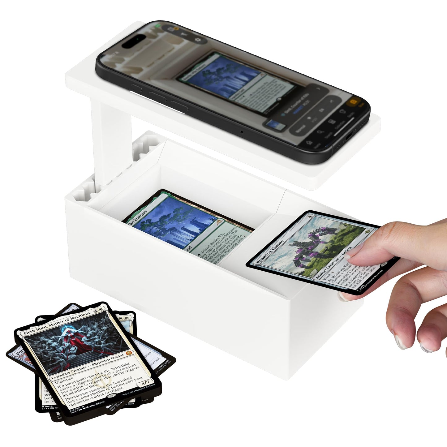 GIBOPOB Scanstand for Trading Cards - MTG Card Scanner, Phone Holder, White, Model EAO20001_X1