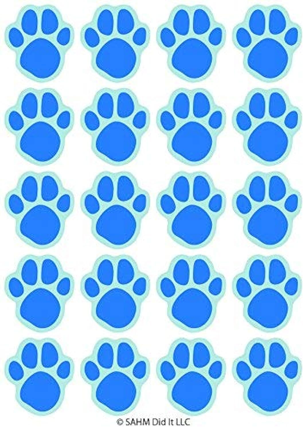 Sahm Blue Paw Print Stickers - 120 Dog Cat Animal Paws 1 Inch Small For Boy Or Girl - Great For Birthday Party Favors - Clues -