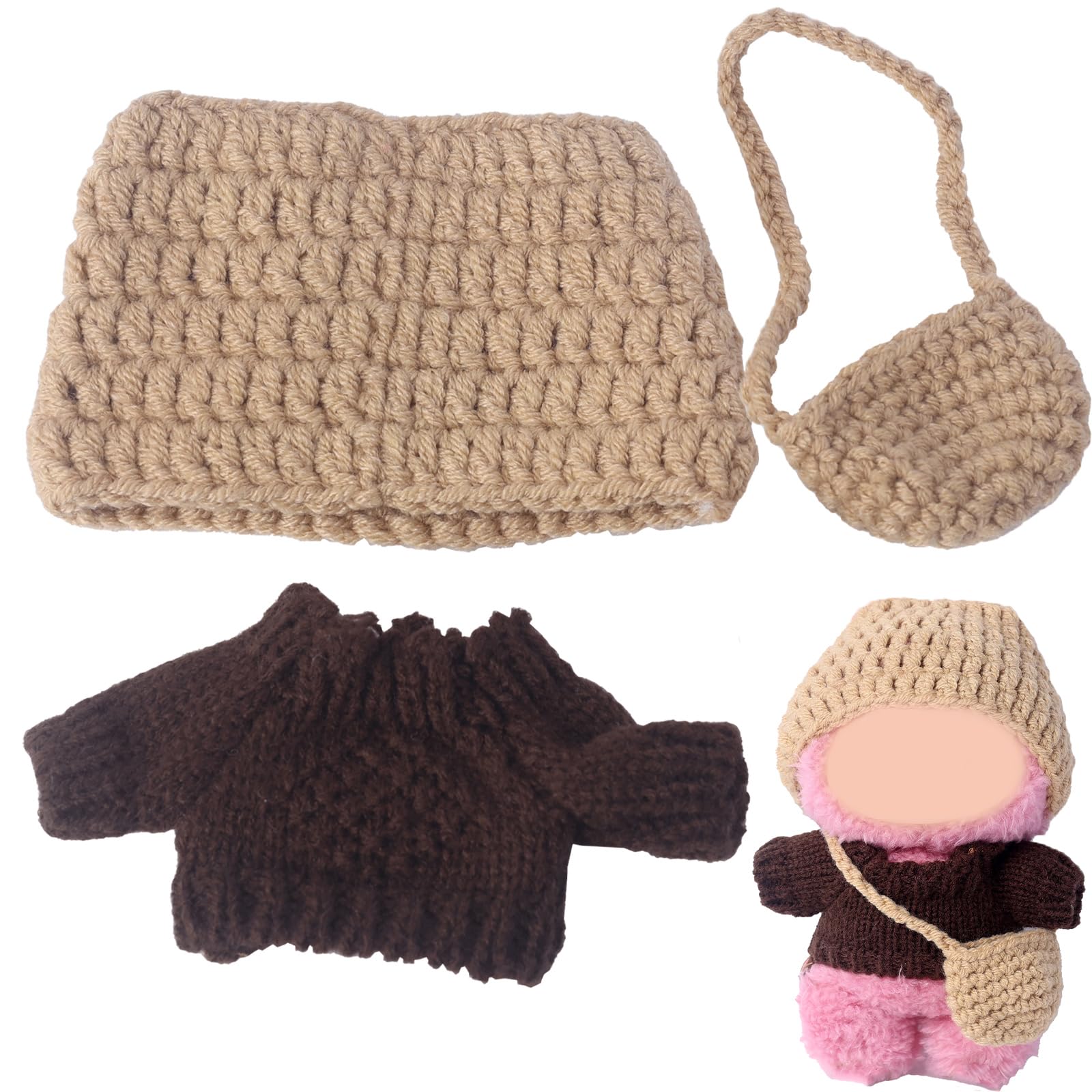17cm Clothes Set(NO Doll)  Cute Hat & Unique Sweater Dress-up Set  Handmade Clothing Designed for 17cm Doll.(Sweater(Brown))