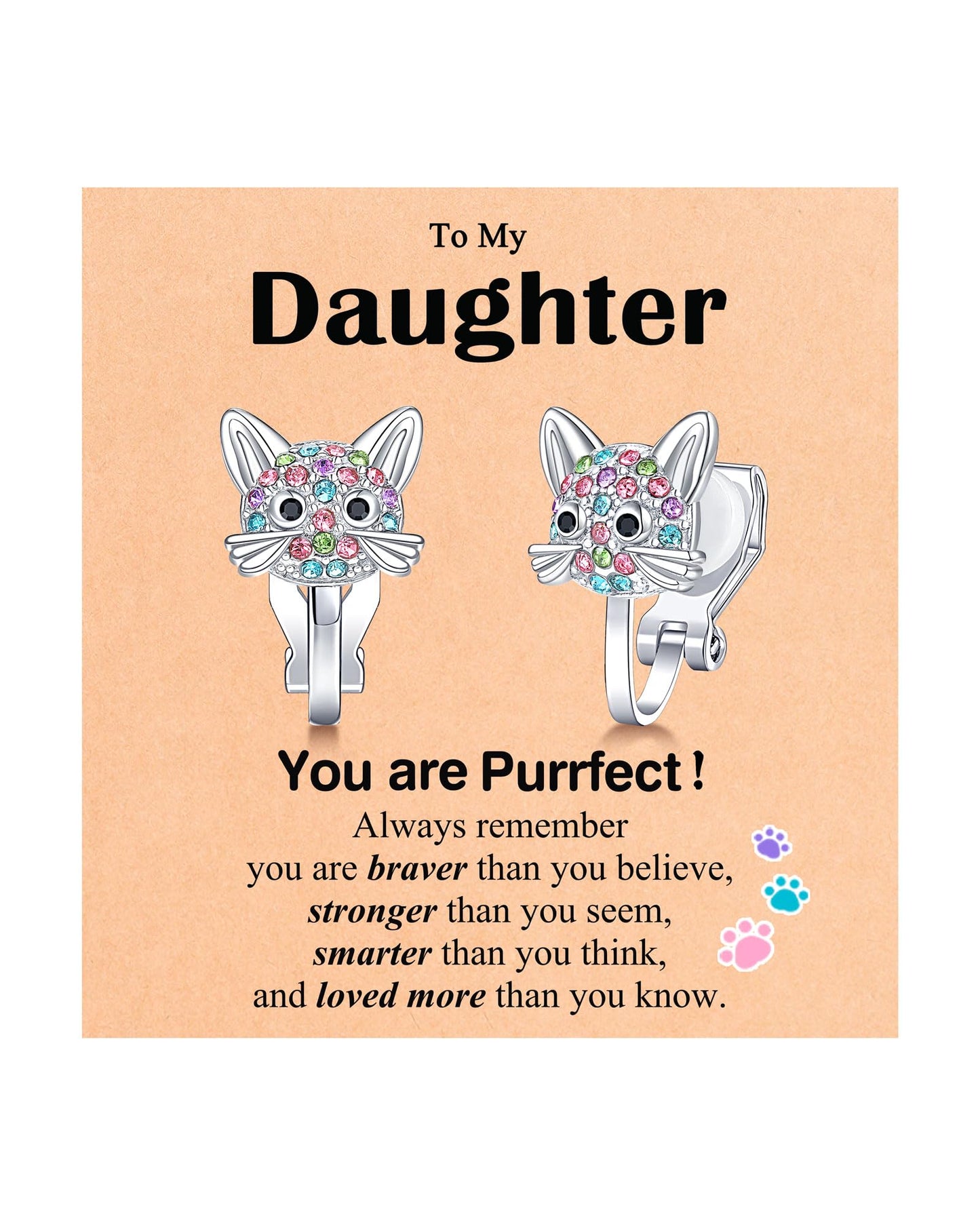 Orispre Cat Clip On Earrings For Girls Kids Daughter Gifts From Mom Birthday Valentines