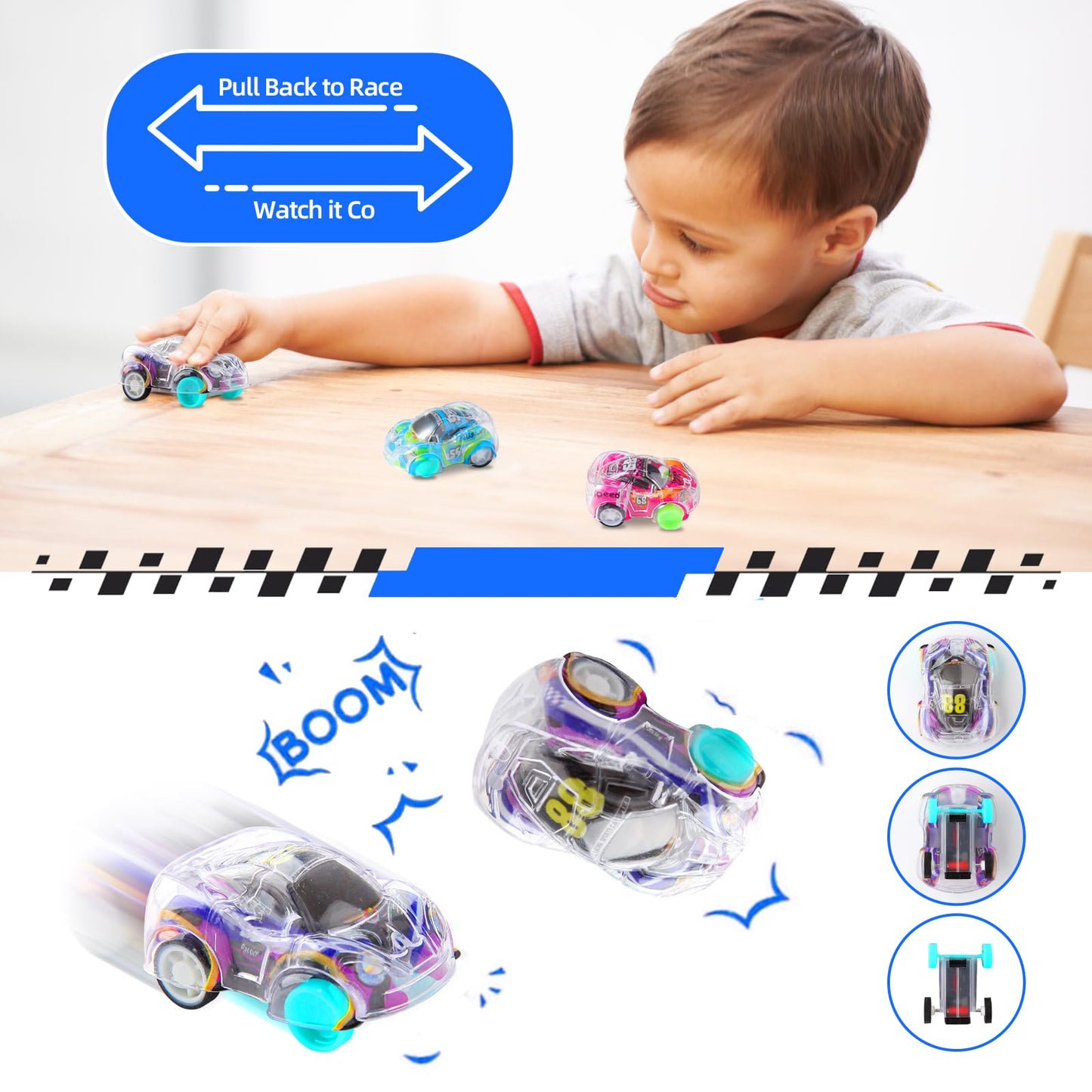 Benzem 50 Pcs Mini Pull Back Cars Set, Pull Back Racing Vehicles For Kids Toddlers, Bulk Toys Party Favors Treasure Box, Classro