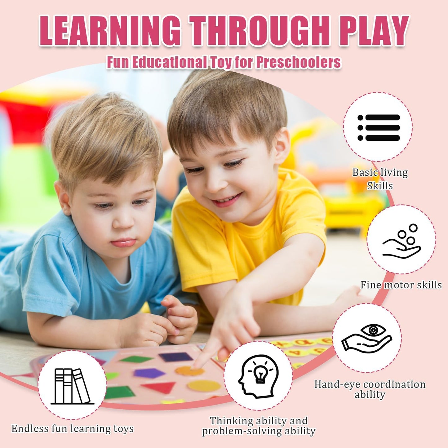 Soupost Toddler Busy Board-Montessori Toys for Boy Girl Birthday Gift, Sensory Learning Toys for Toddlers Busy Book 3-5, Airplan
