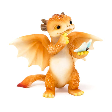 Top Collection Solar The Red Dragon - Mini Collectible Fantasy Figurine (Pondering Life With Butterfly)