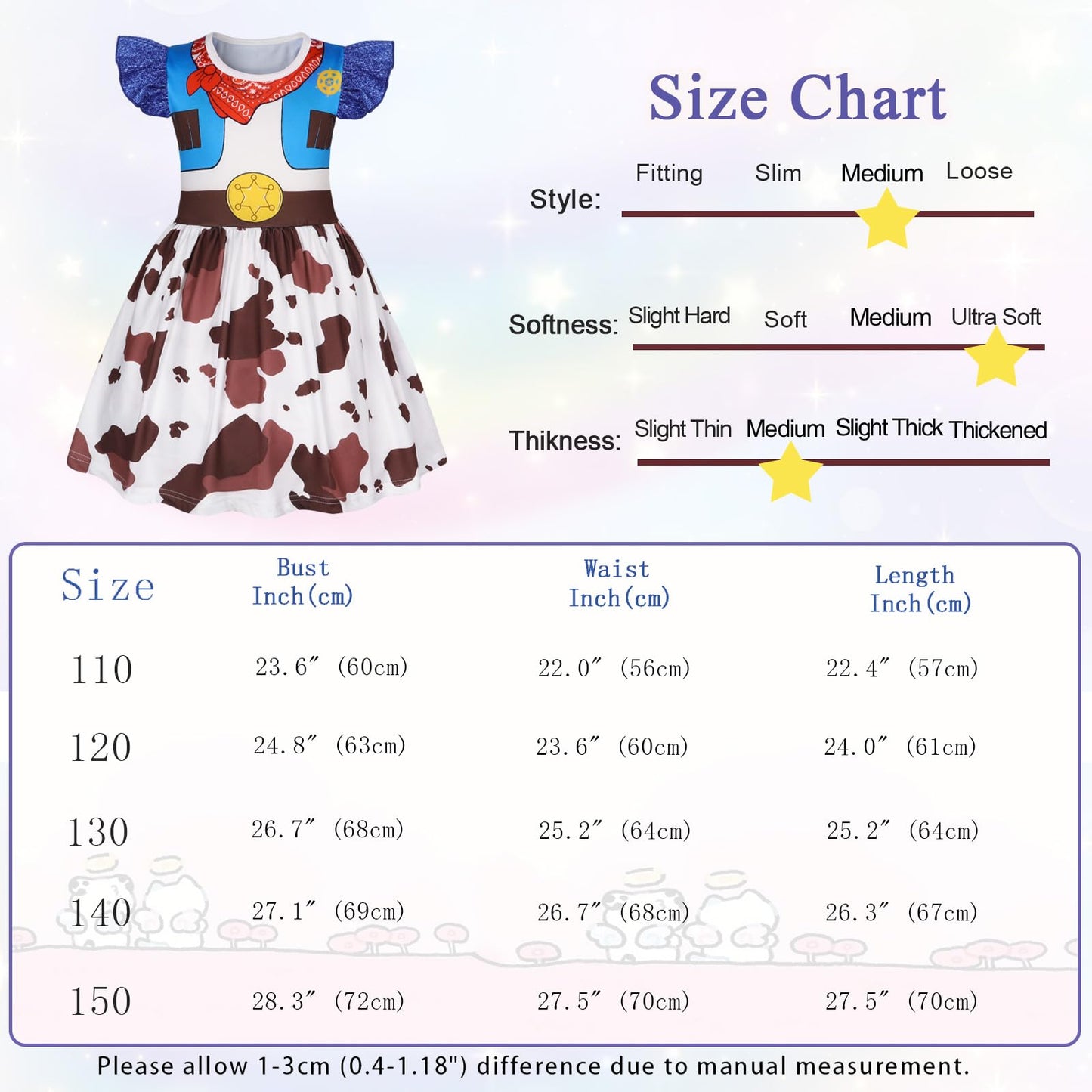 Eledobby Jessie Costume Girls Cowgirl Dress Halloween Princess Dress Up Birthday Party Outfit 9-10Years