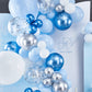 Partywoo Blue Balloon Garland Kit, 140 Pcs Blue And White Balloon Arch Kit, 4D Silver Balloons, Metallic Balloons, Confetti Balloons For Baby Shower Decorations, Birthday Decorations, Baptism