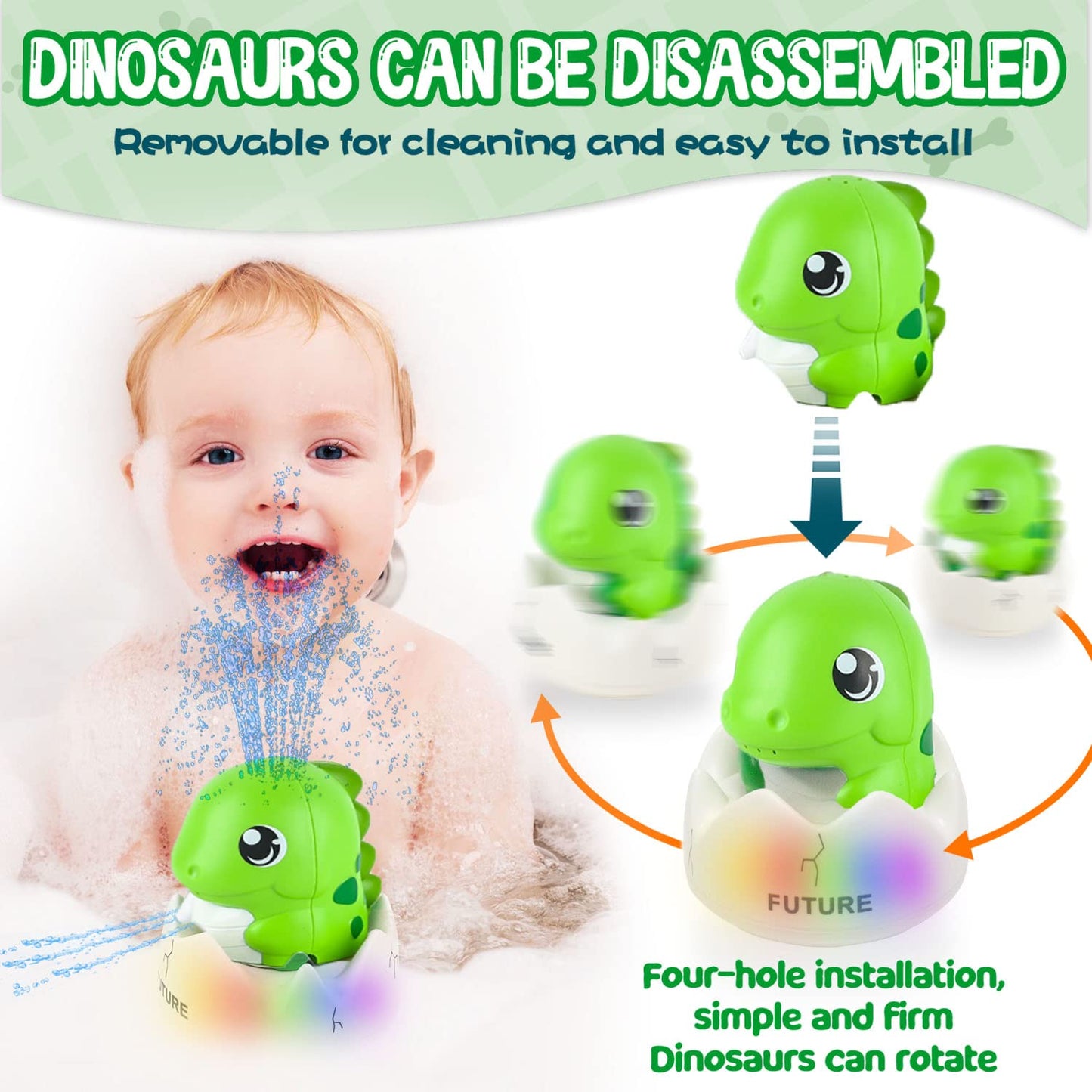 Zhenduo Baby Bath Toys, Rechargeable Bath Toys, Whale Spray Water Bath Toy, Sprinkler Bathtub Shower Toys For Toddlers Kids Boys Girls, Pool Toy For Baby (Green)
