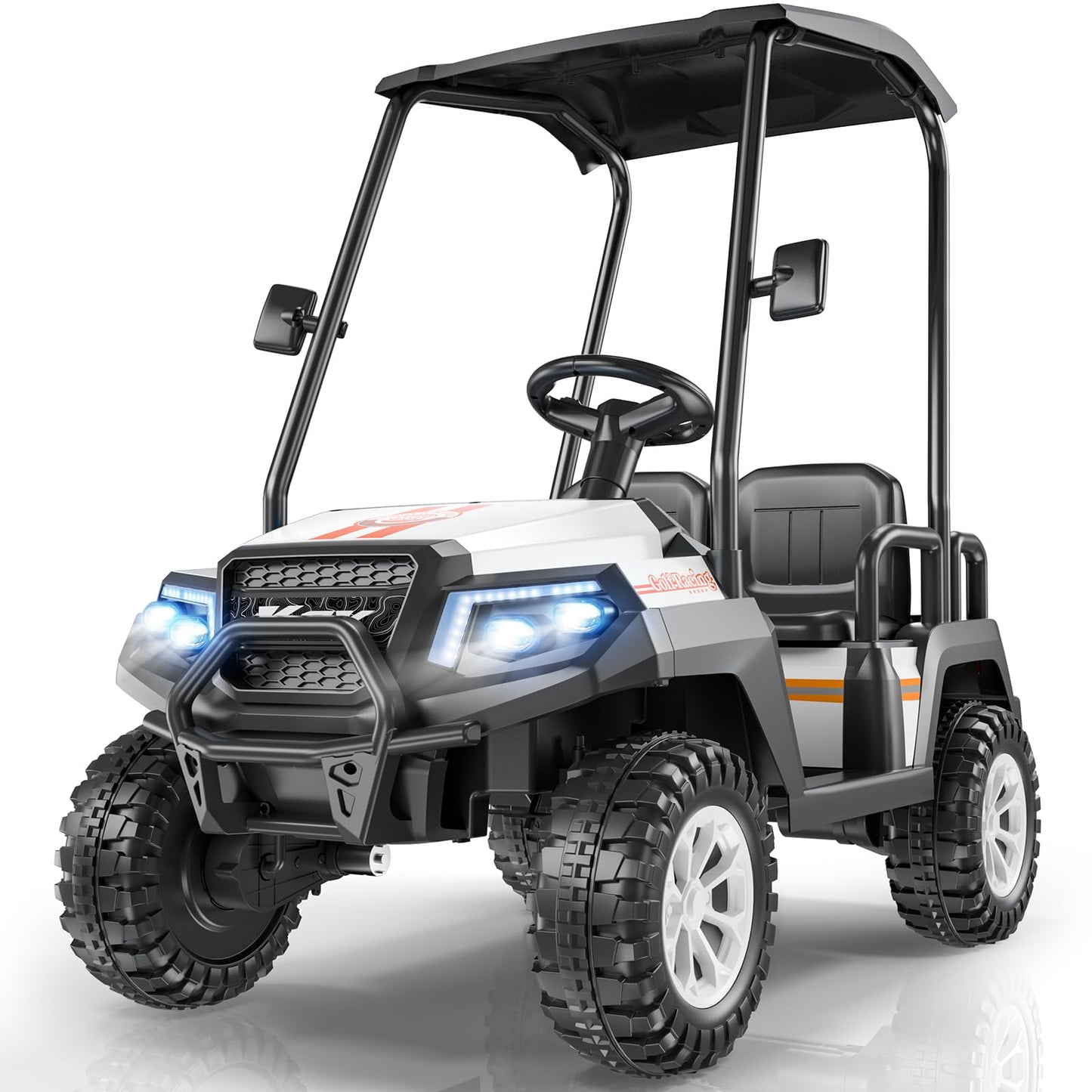 R9 24V Kids Golf Cart, 4 Seats, 4Wd Kids Electric Car W/Remote Control, Spring Suspension, Multimedia Functions Including Music,