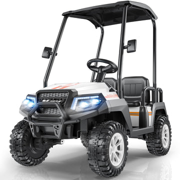 R9 24V Kids Golf Cart, 4 Seats, 4Wd Kids Electric Car W/Remote Control, Spring Suspension, Multimedia Functions Including Music,
