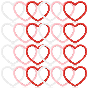 Vinsot 24 Pcs Heart Shaped Bracelets Valentine's Day Silicone Heart Bracelets 3 Colors Love Rubber Wristbands Valentine's Day Ac