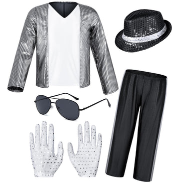 Dance Star Costume For Kids 80S 90S Pop Stage Cosplay Party Halloween Role Play 8-10 Years White Black