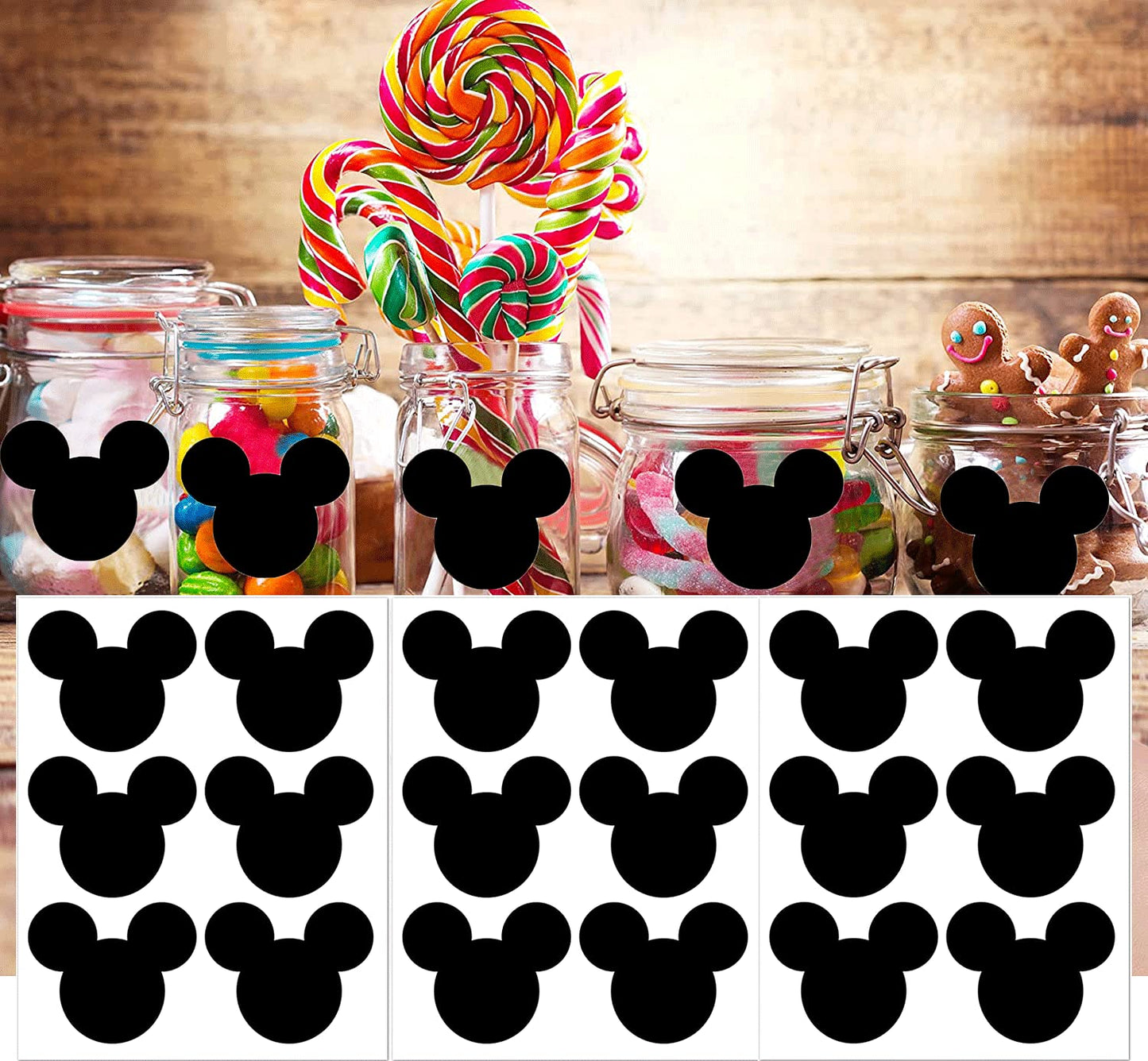 Mickeys Mouse Vinyl Chalk Chalkboard Stickers Minnies Mouse Head Stickers 2.97 x 2.5 Inch PVC Mickeys Stickers Mouse Head Sticke
