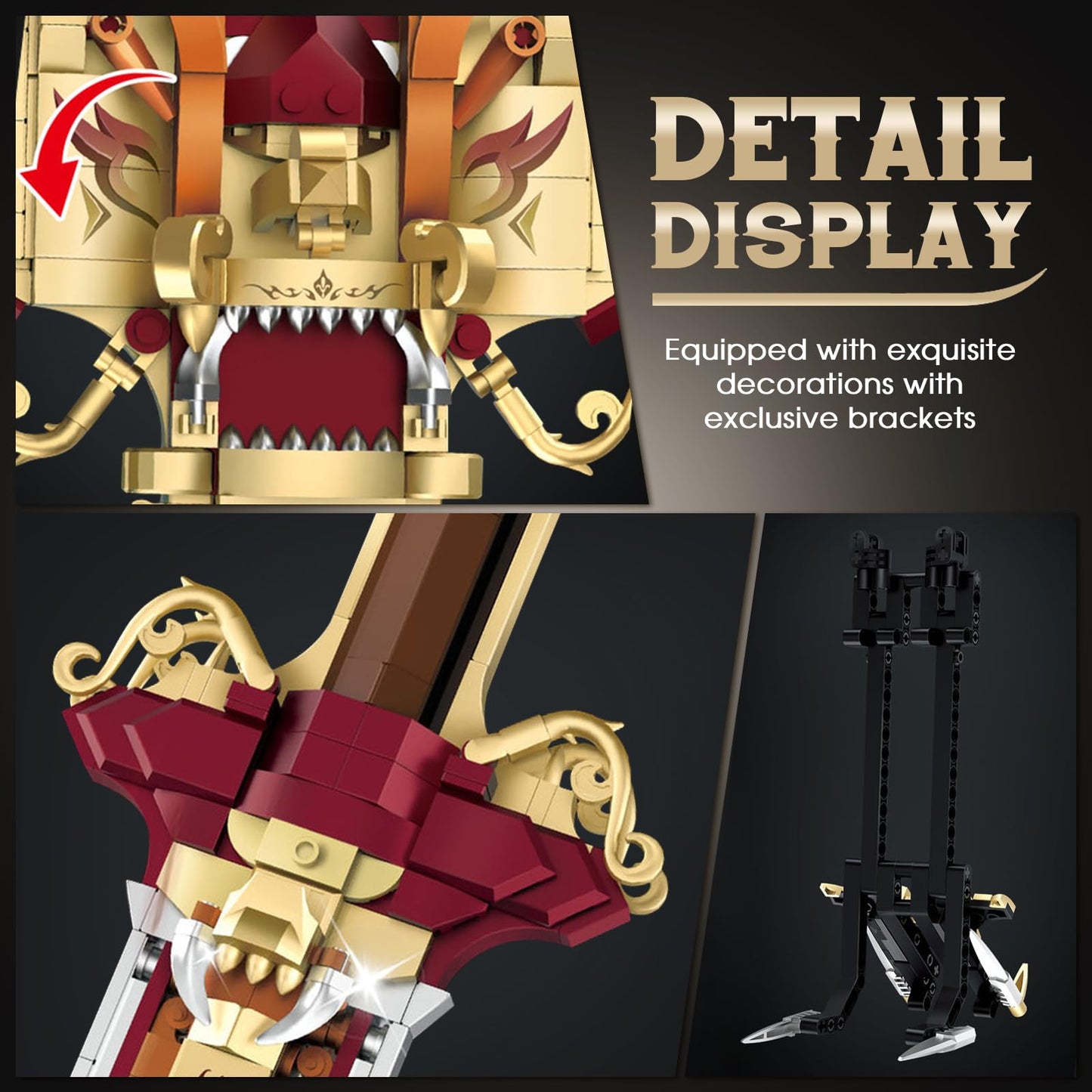 Finger Rock King Arthur's decorative replica blade Building Blocks Set for mature-themeds Legendary decorative replica blade Building Kit with a Base for Display  502 PCS Classic Toy Weapon Model Collection Gifts for Teens Boys 10+