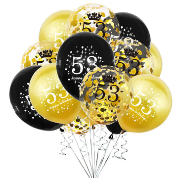 Shuntai 53 Birthday Decorations For Men Black And Gold 53Rd Birthday Balloons Women Happy Birthday Latex Confetti Balloon 53 Yea