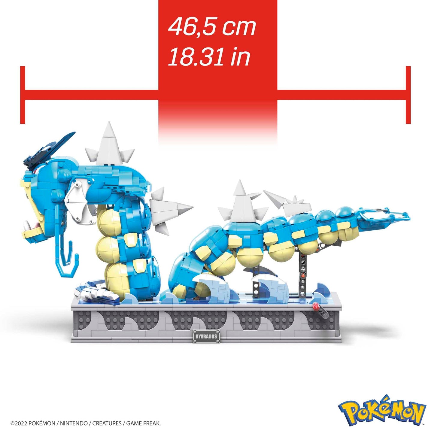 MEGA Pok?mon Building Toys Set  Motion Gyarados with 2186 Pieces  Moving Mouth and Tail  for Kids or mature-themed Collectible